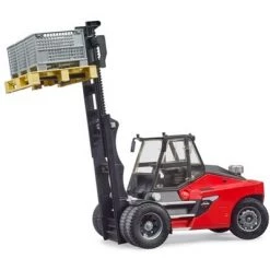 Bruder Linde Hti60 Fork Lift with Pallet and 3 Cargo Cages