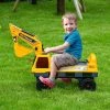 Qaba No Power Construction Ride On Toy Construction Truck, Multi-functional Excavator Digger with Workable Digging Bucket, Pulling Construction Cart Tractor for Pretend Play, Yellow