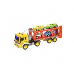 Insten Pull Back Transporter Truck Carrier with Toy Cars, Friction Powered Vehicle, 14.5 x 5.9 in