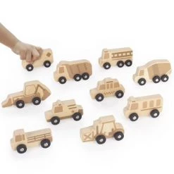 Guidecraft Mini Wooden Vehicles - Set of 10