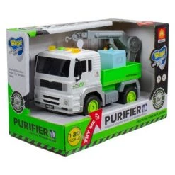 Northlight 7.5" White and Green Friction Powered Toy Purifier Sanitation Truck with Lights and Sounds