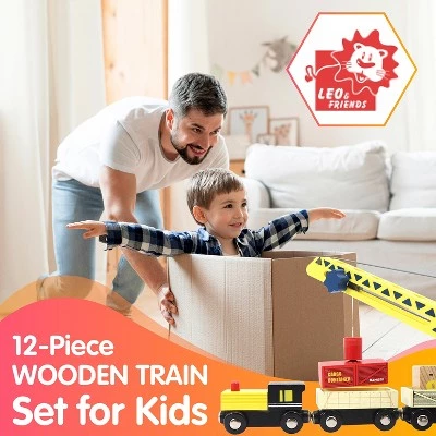Leo & Friends 12-Piece Wooden Train Set 1 Leo & Friends 12-Piece Wooden Train Set