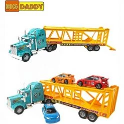 Big Daddy Heavy Duty Tractor Trailer Race Car Transport Toy Truck with 3 Cars
