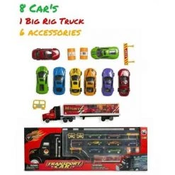 Big Daddy Trucks - the Big Rig Race Car Travel System with Construction Accessories - comes with 8 cars but can hold 24