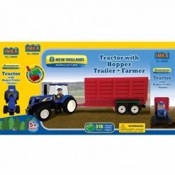 IMEX Model Company, INC New Holland Tractor With Farmer & Grain Trailer, 318 Pc Block Set IMX39608