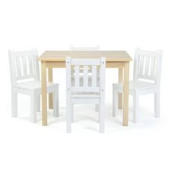 5pc Journey Toddler Table and 4 Chairs Set - Humble Crew Wood/white