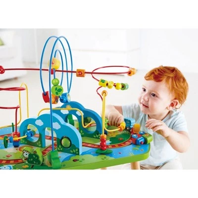 Hape E3824 Jungle Adventure Kids Toddler Wooden Bead Maze & Railway Train Track Play Table Toy for Ages 18 Months and Up 1 Hape E3824 Jungle Adventure Kids Toddler Wooden Bead Maze & Railway Train Track Play Table Toy for Ages 18 Months and Up