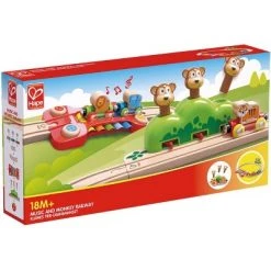 Hape Music and Monkey Fun Railway Train Set Toy with Colorful Xylophyone Melody Track for Toddlers 18 Months and Older