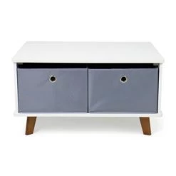 Morgan Mid-Century Kids' Activity Table with Fabric Storage Bins White/Gray - Humble Crew
