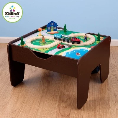 KidKraft 2-in-1 Train & Block Activity Wood Play Table - Espresso | 17577 2 KidKraft 2-in-1 Train & Block Activity Wood Play Table - Espresso | 17577 - Image 2