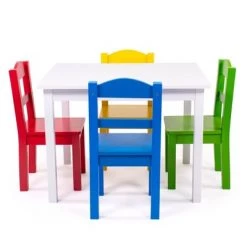 5pc Summit Kids' Wood Table and 4 Chair Set White - Humble Crew