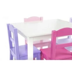 5pc Forever Kids' Wood Table and 4 Chair Set White - Humble Crew